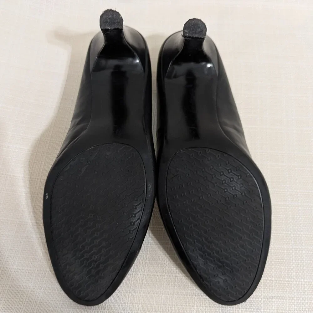 4/$20 Apt.9 Boutique Black Wide Leather Pumps 10W Black Corporate Career office